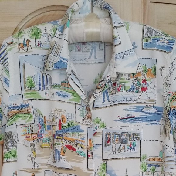 Liz Claiborne Ivory Silk Print Shirt Lizwear Jeans - Picture 3 of 8